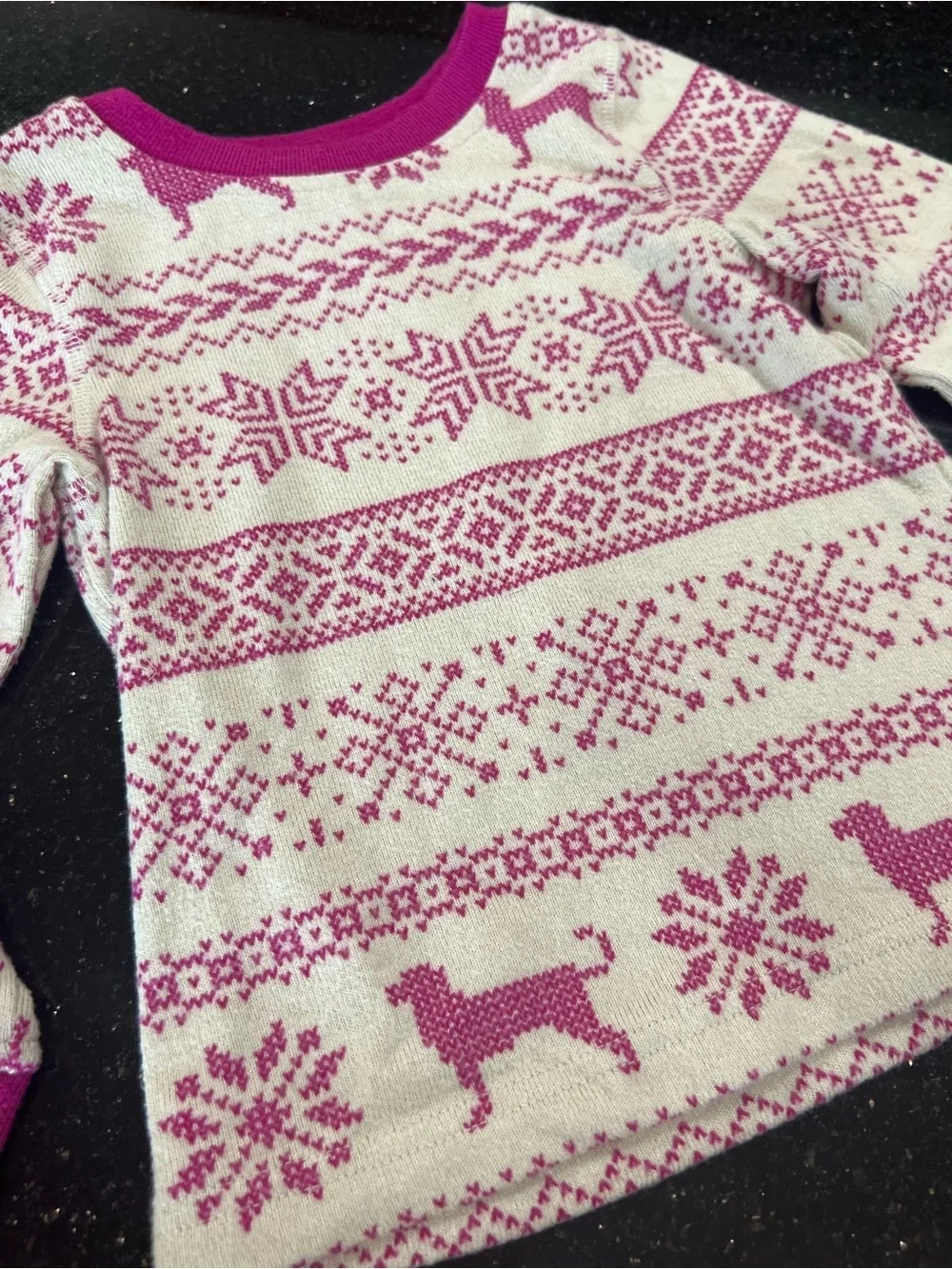 The Black Dog Pink and Cream Fair Isle Dog Pajama Set